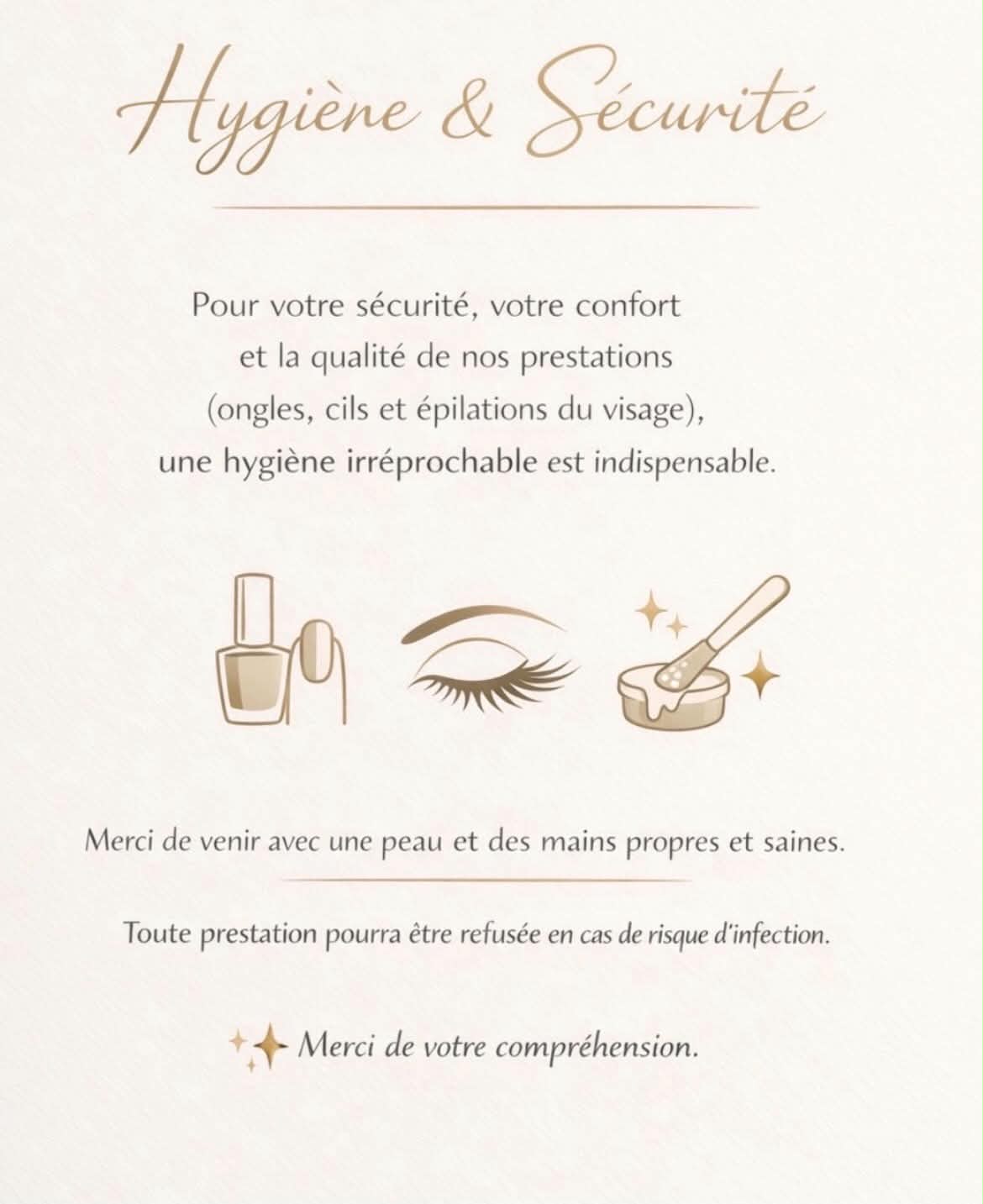 Règles d'hygiène de l'institut